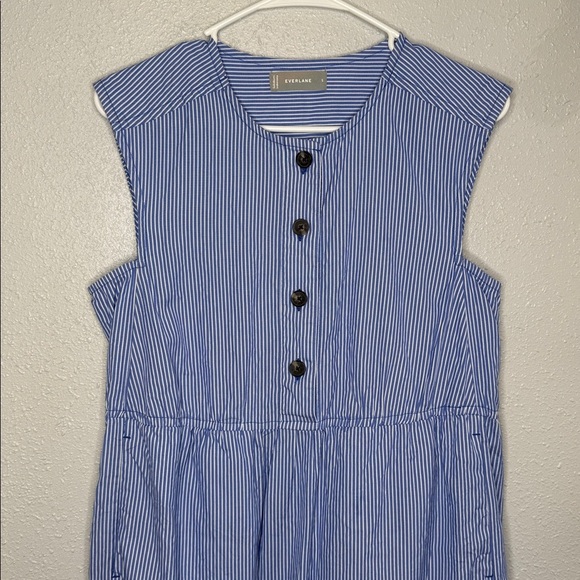 Everlane The Tiered Midi Blue & White Stripe Dress Size Small - Picture 4 of 8